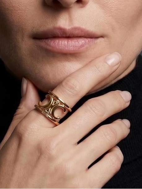 Celine Openwork Ring Logo Motif